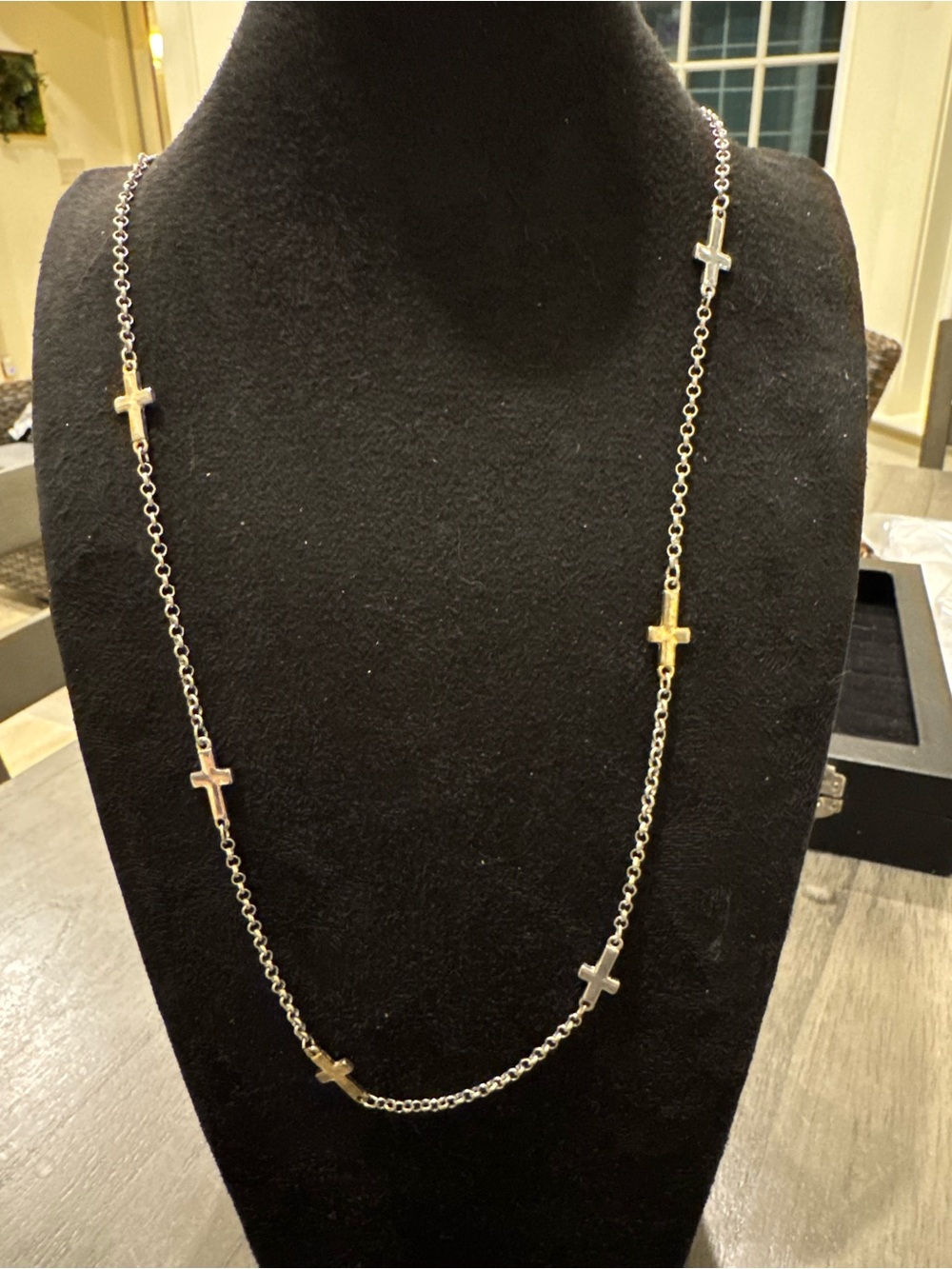 Long Sideways Cross Necklace Silver Gold Tone Multi Cross Religious Jewelry